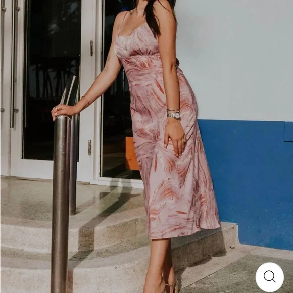 Swirl Midi Dress In Pink. - Picture 2 of 6